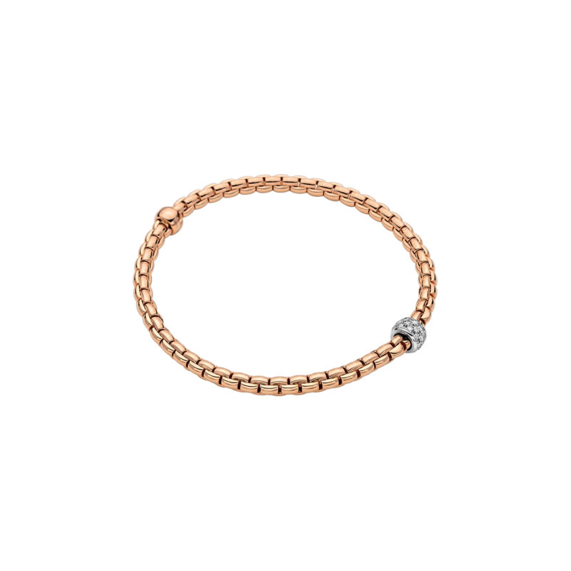Eka Gold Bracelet With Washer And Diamond Pavé. 733b Pave Br Fope