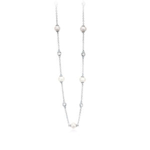 Zircons And Pearls Chain Necklace 553230 Mabina