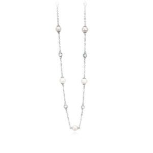 Zircons And Pearls Chain Necklace 553230 Mabina Collana