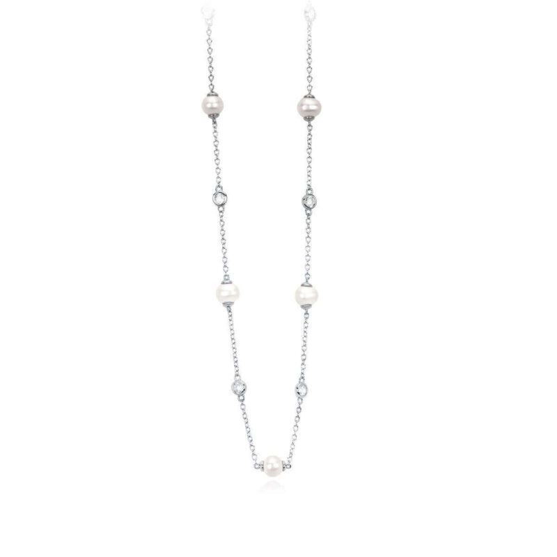 Zircons And Pearls Chain Necklace 553230 Mabina Collana 2