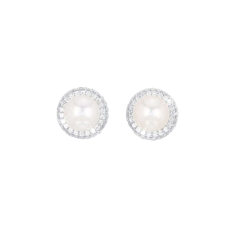 Pearl And Cubic Zirconia Lobe Earrings 563035 Mabina MABINA 2