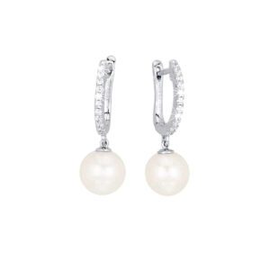 Zircons And Pearls Hoop Earrings 563037 Mabina MABINA