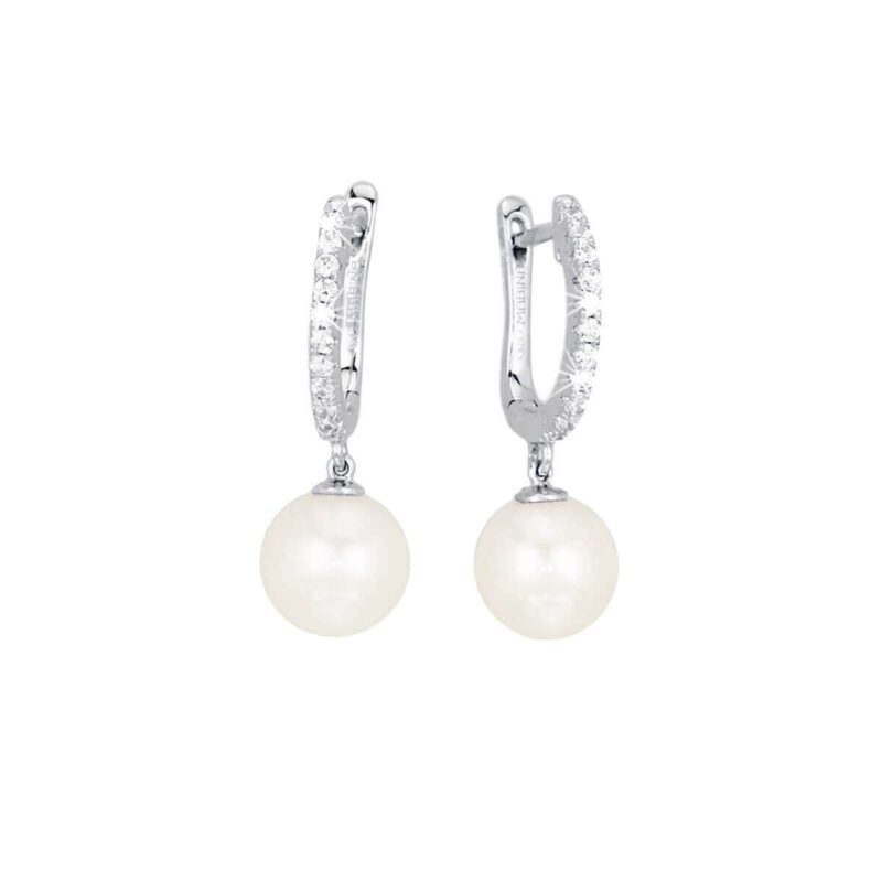 Zircons And Pearls Hoop Earrings 563037 Mabina MABINA 2