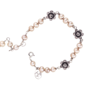Roses On Knotted Pearls Bracelets B4193 Yvone Christa