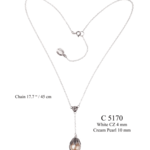 Necklaces Y Shaped Thin Necklace With Big Pearl C5170 Yvone Christa YVONE CHRISTA