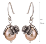 Tiny Rose On Pearl Hanging Earrings E3696 Yvone Christa Earrings 5