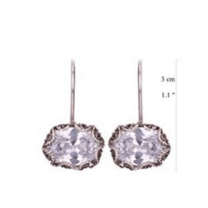 Oval Zirconia Hang Earrings E3937 Yvone Christa YVONE CHRISTA