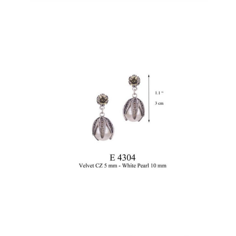 White Pearl Drop Earrings With Tulip Post E4303 Yvone Christa Earrings 2