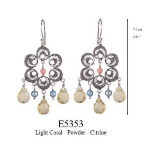 Retrochic Earrings Hang Circle Flower W. Dr E5353 Yvone Christa Earrings