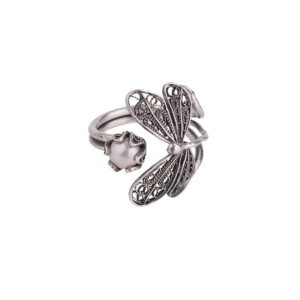 Retrochic Butterfly Rings W. Pearl R5360p Yvone Christa